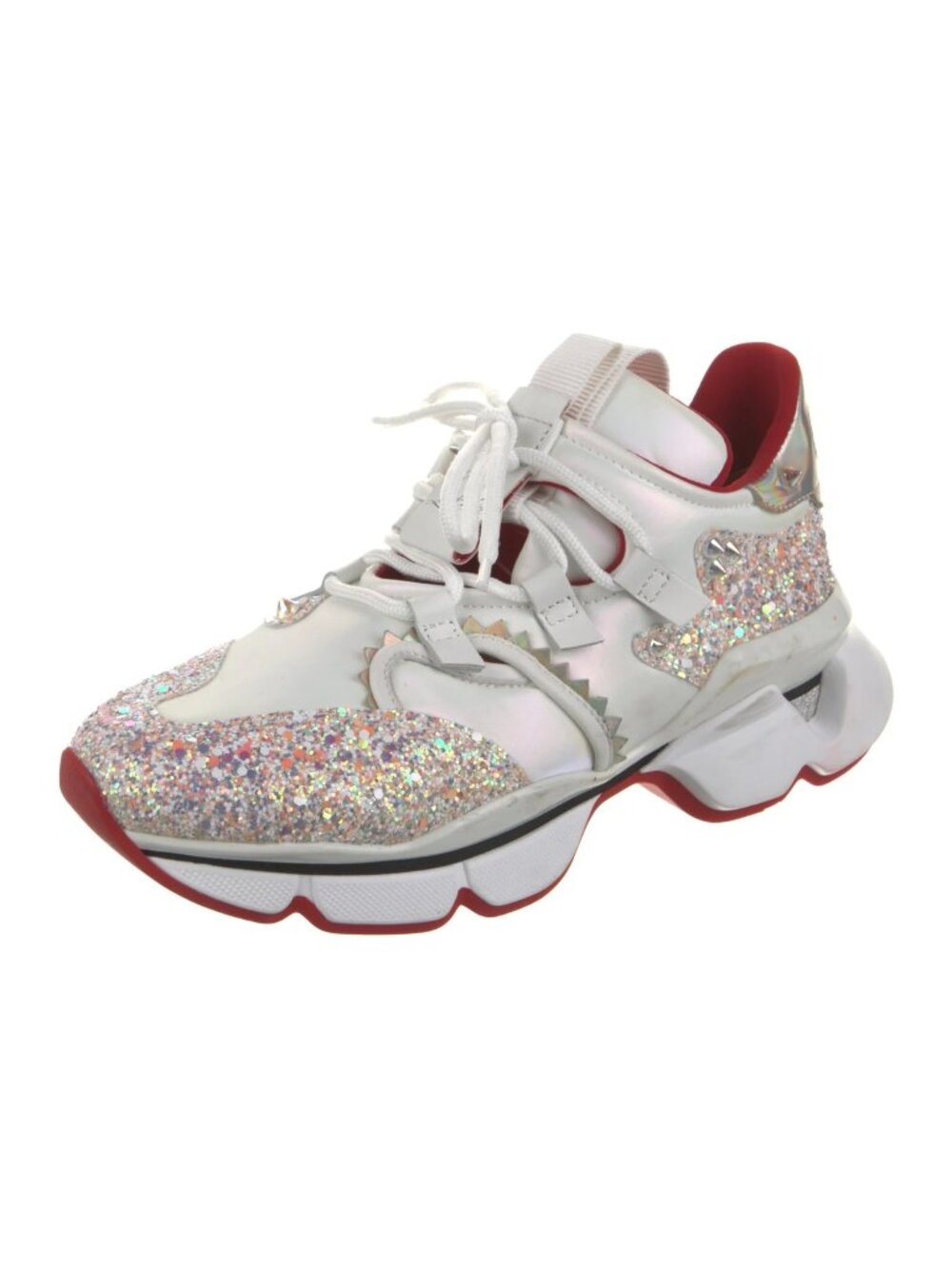 Christian Louboutin Women's Red Runner Donna Glitter Sneakers White/Multi EU 40